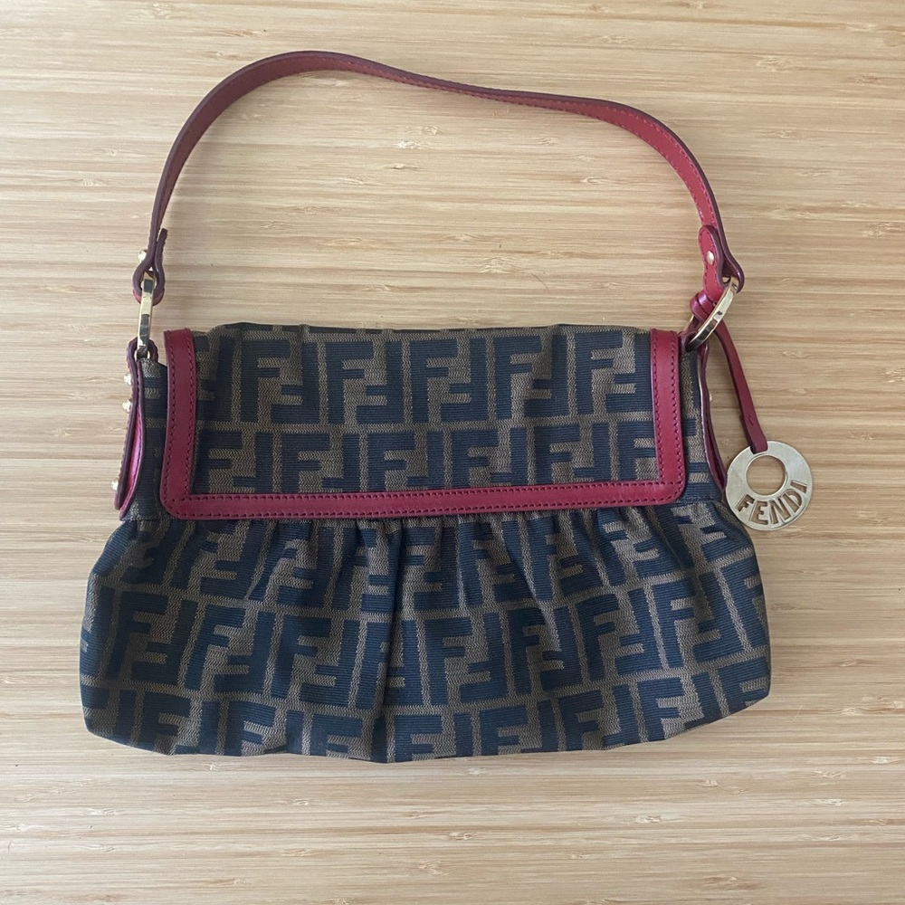 Authentic Vintage Fendi Shoulder Bag - Brown and Red Accents